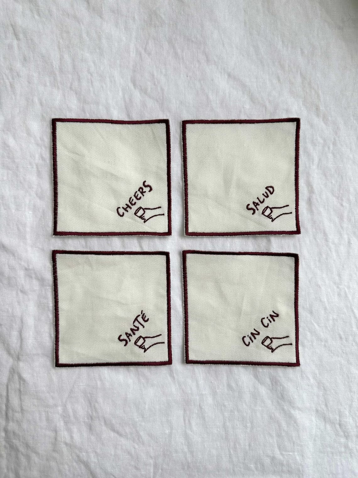 Custom Hand-Embroidered Coasters – A Personalized Set of 4