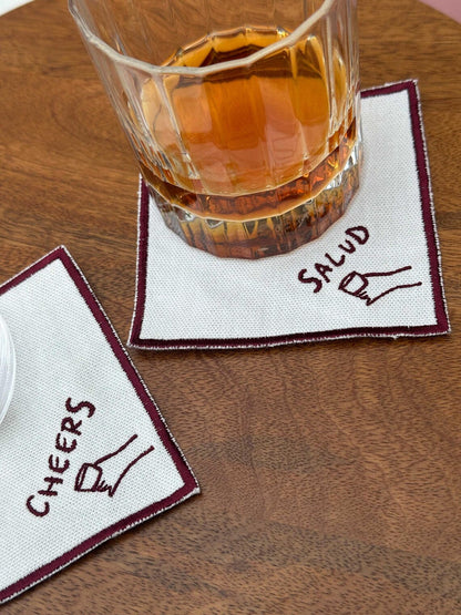 Custom Hand-Embroidered Coasters – A Personalized Set of 4