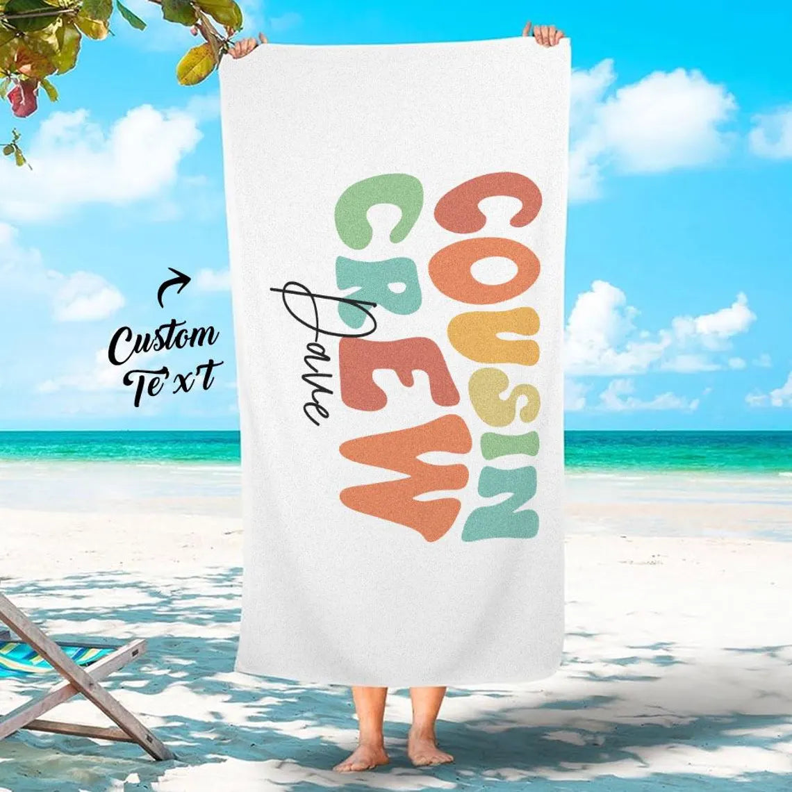 Personalized Cousin Crew Beach Towel Family Reunion Gift