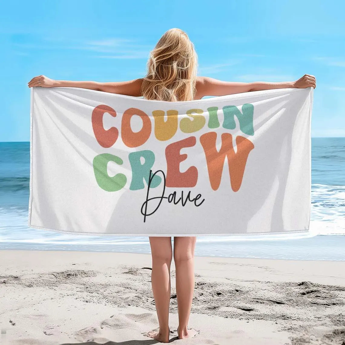 Personalized Cousin Crew Beach Towel Family Reunion Gift