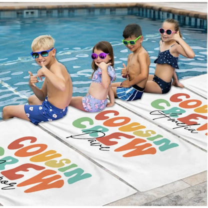 Personalized Cousin Crew Beach Towel Family Reunion Gift