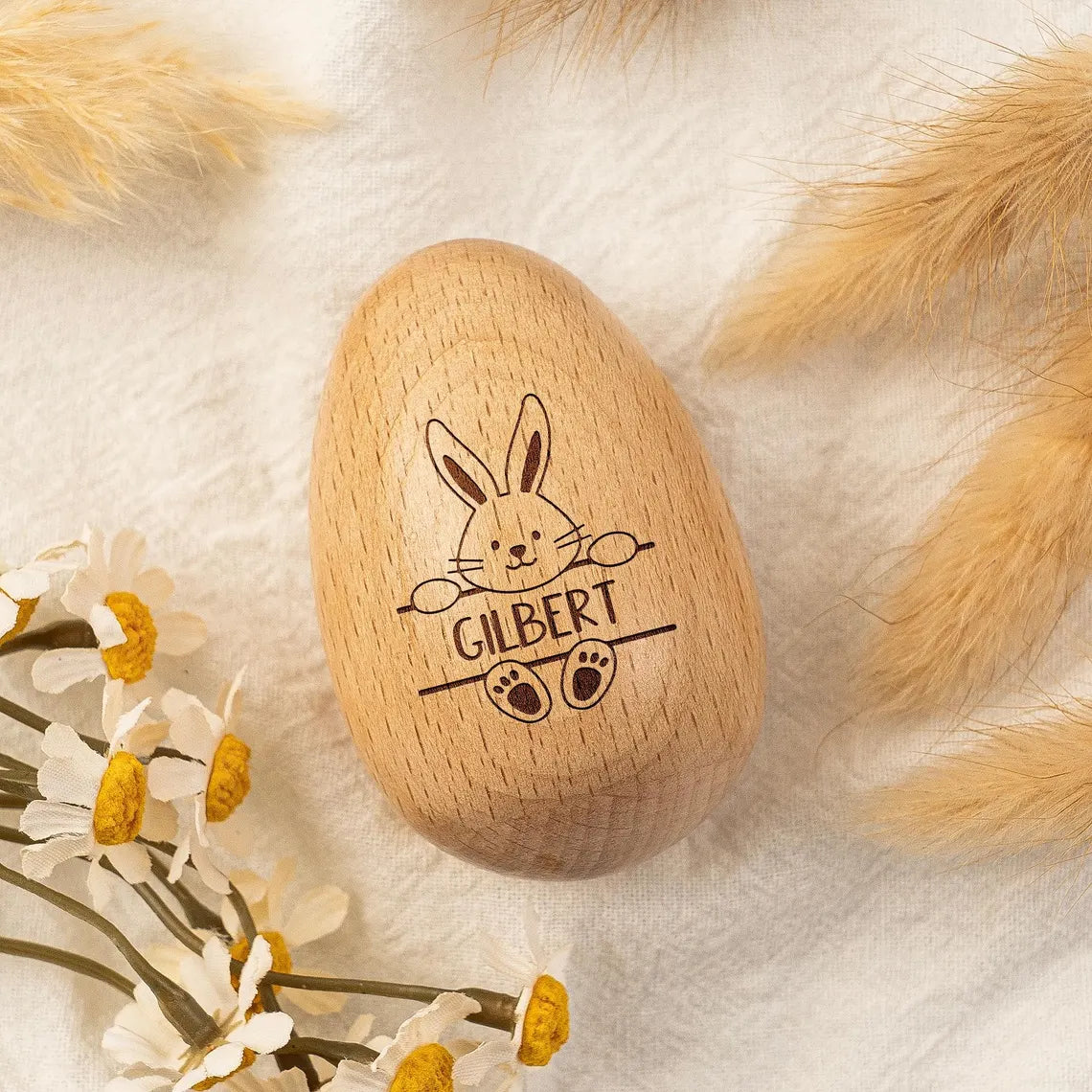 Personalized Wooden Easter Egg – Laser Engraved Easter Gift for Kids 🐣🎁