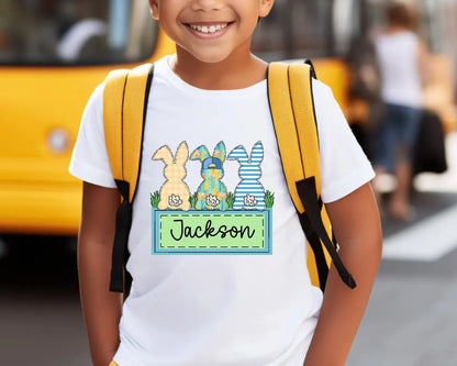 Personalized Easter Bunny Kids T-shirt | Custom Cotton Easter Gift 🌸🐰