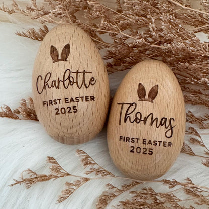 Personalized Wooden Easter Egg – Laser Engraved Easter Gift for Kids 🐣🎁