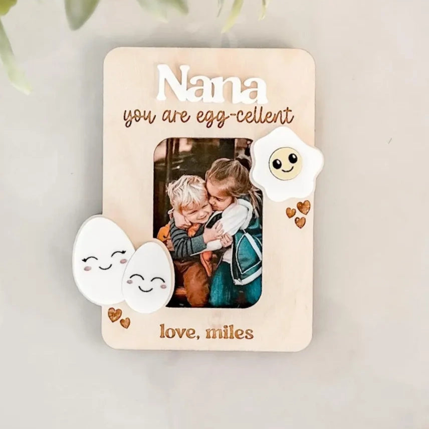 Personalized Wooden Photo Frame Fridge Magnet – Custom Name Gift for Family