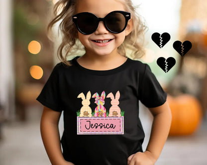 Personalized Easter Bunny Kids T-shirt | Custom Cotton Easter Gift 🌸🐰