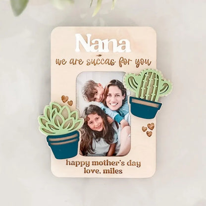 Personalized Wooden Photo Frame Fridge Magnet – Custom Name Gift for Family