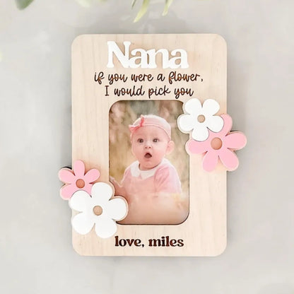 Personalized Wooden Photo Frame Fridge Magnet – Custom Name Gift for Family