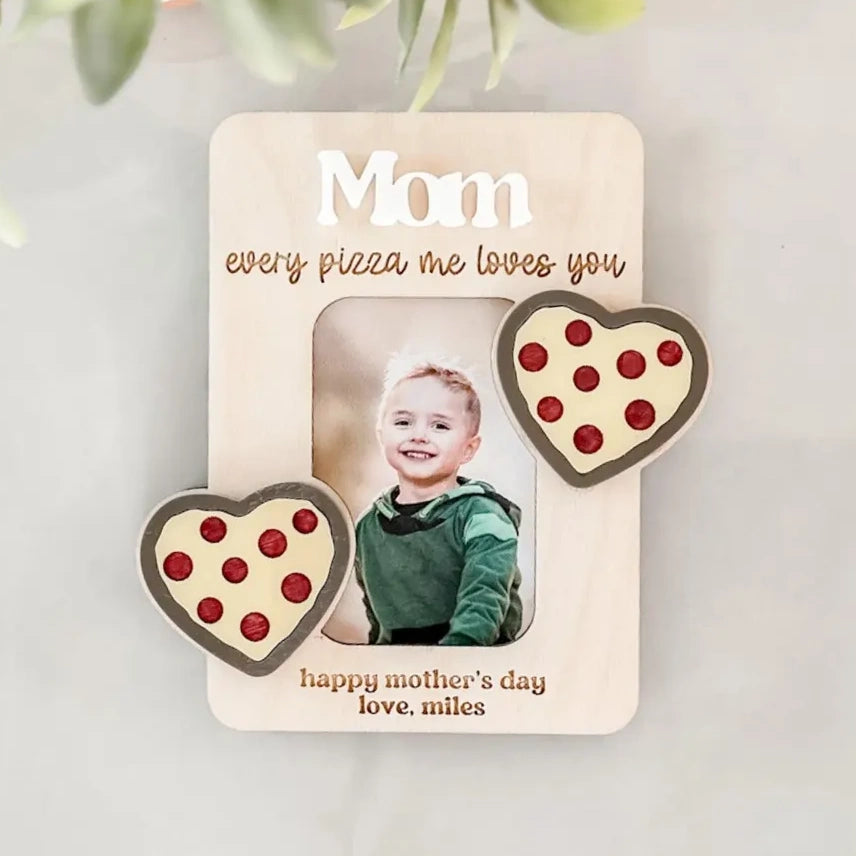 Personalized Wooden Photo Frame Fridge Magnet – Custom Name Gift for Family