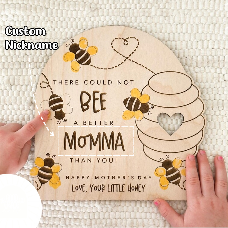 Personalized Wooden Mother’s Day Bee Fingerprint Craft