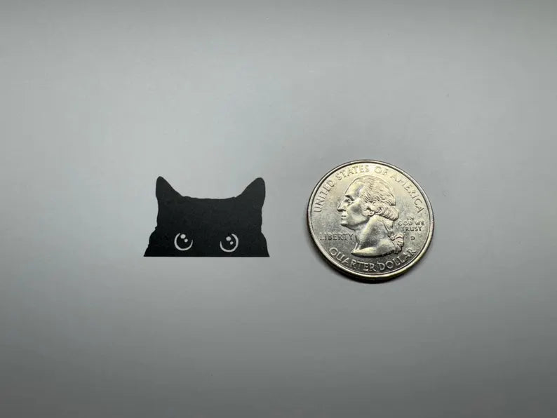 Cat Peeker Decal, Car Decal, Black Cat Peeker Sticker, Blank Button, Vinyl Decal, Car Stickers, Vinyl Stickers, Eject Sticker, Cat Decal