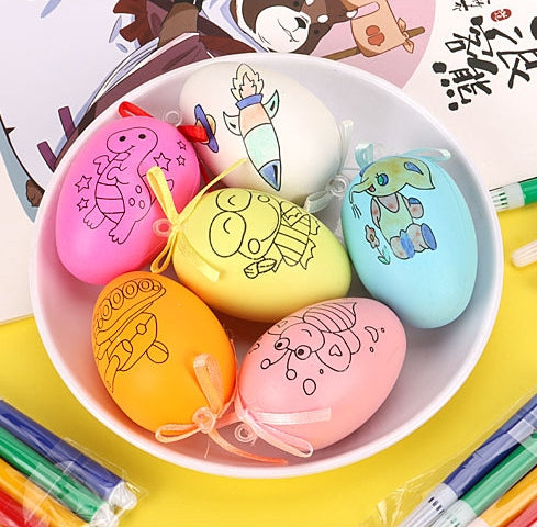 DIY Easter Plastic Egg Painting Kit for Kids - Cartoon Hand-Painted Eggshell