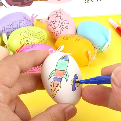 DIY Easter Plastic Egg Painting Kit for Kids - Cartoon Hand-Painted Eggshell