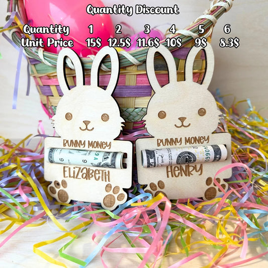 Personalized Easter Bunny Money Holder| Easter Basket Stuffer| Easter Basket Tag