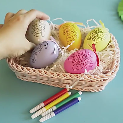 DIY Easter Plastic Egg Painting Kit for Kids - Cartoon Hand-Painted Eggshell