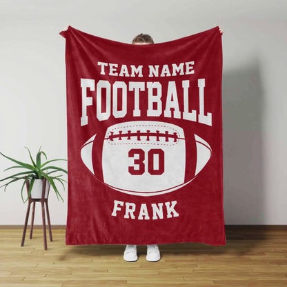 Personalized Football Blanket, Custom Football Gift for Dad, Husband, Son, Kid, Team, Football Team Soft Cozy