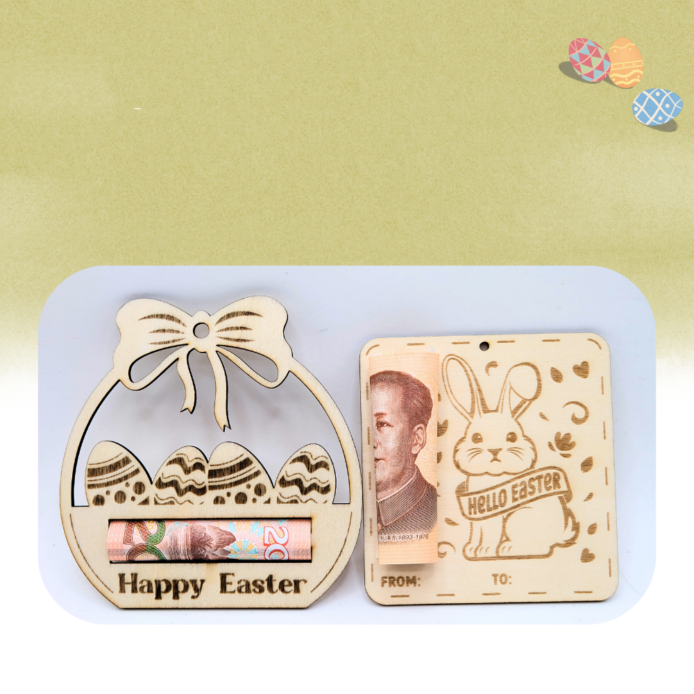 Easter Wooden Bunny Wooden Wallet cHang Tag Creative Gift for the Holiday