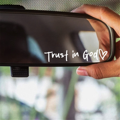 Trust in God Decal, Rear View Mirror Decal, Faith Car Mirror Decal, Bible Verse Christian Gift, Church Teacher Gift, Christian Decal